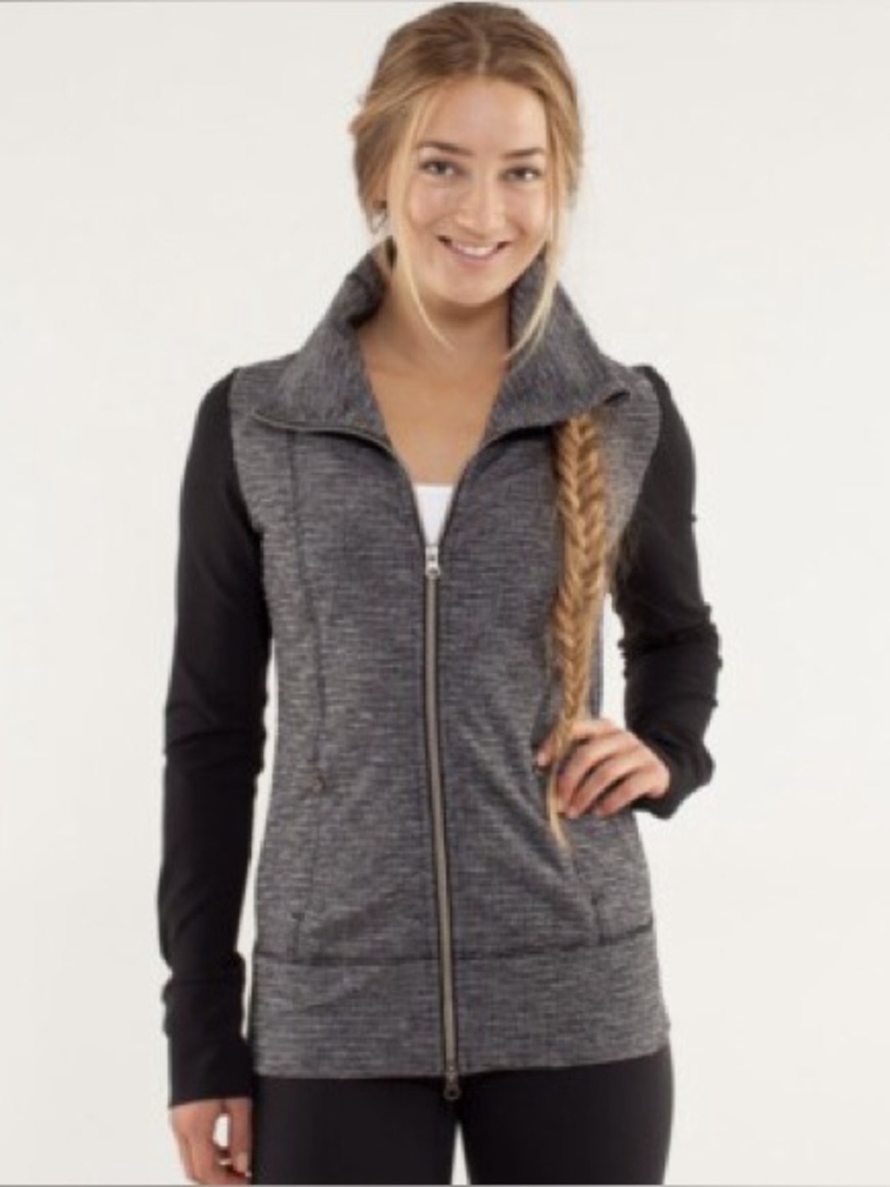 Lululemon Daily Yoga Jacket Coco Pique Black/Black Size 10 EUC
